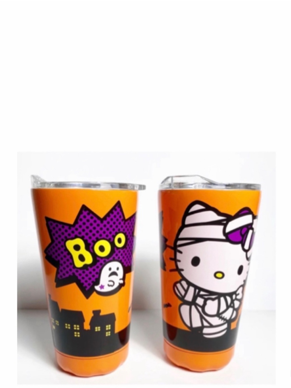 NEW Hello Kitty Halloween Orange Mummy Halloween Ghost Bat Cups Boo Tumbler 👻